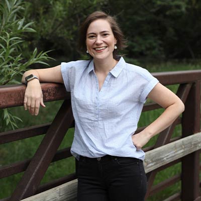 Bernadette Pivarunas on a bridge