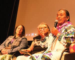 Faculty members Susan Beaulieu, Belinda Eriacho, and traditional wixárika mara'akame (medicine person) Rutury Temay of
the Naropa University Certificate in Psychedelic-Assisted Therapies leading the opening retreat in May 2024 at Naropa's
Arapahoe Campus.