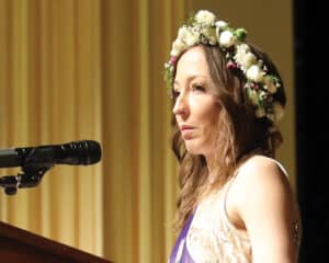 Cassie Smith giving the graduation speech